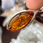 Orange Amber Silver Pendant