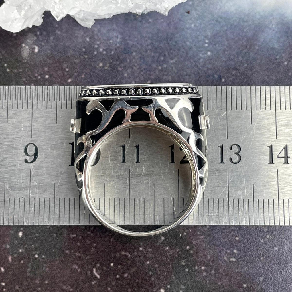 Black Enamel Meteorite Ring