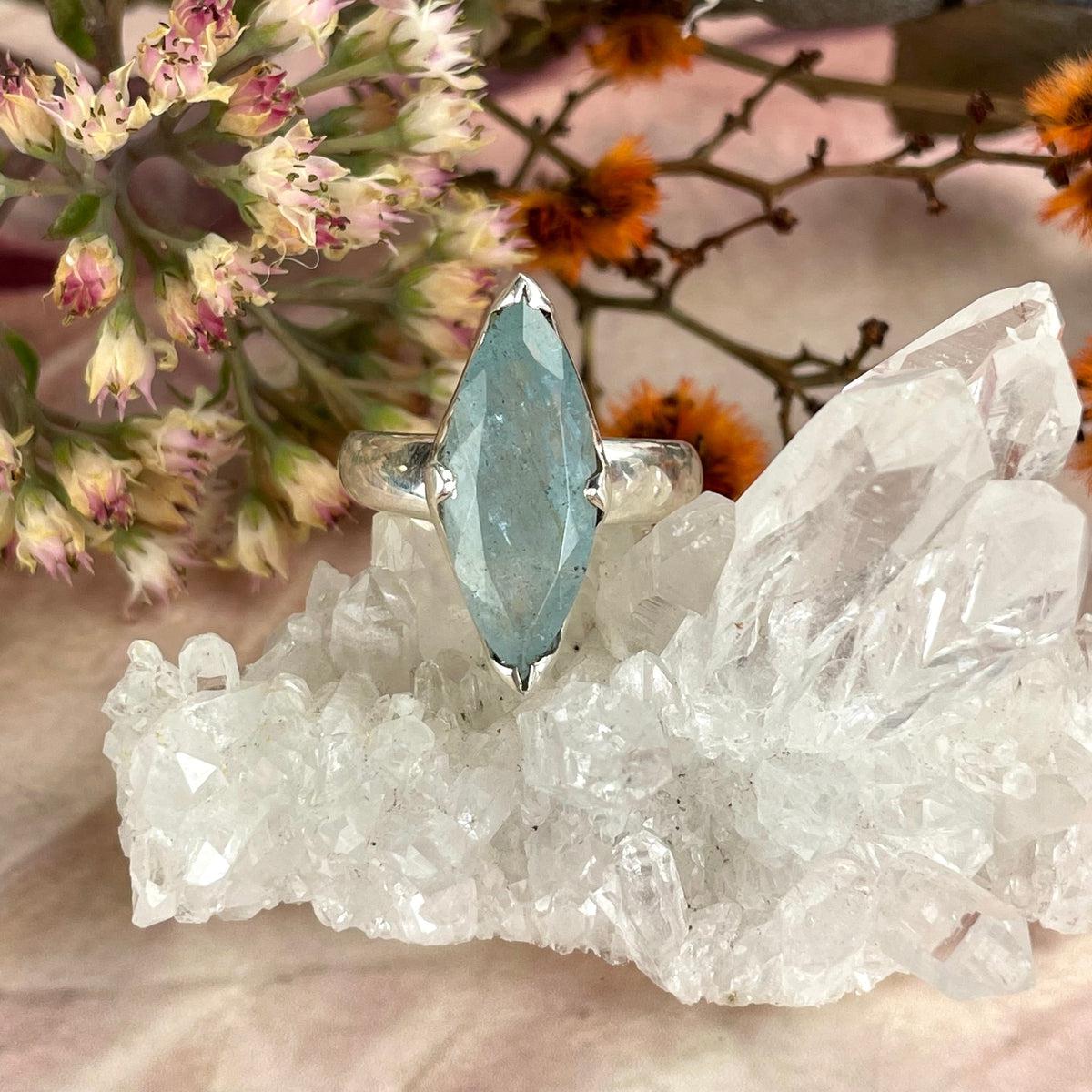 Marquise Cut Aquamarine Ring