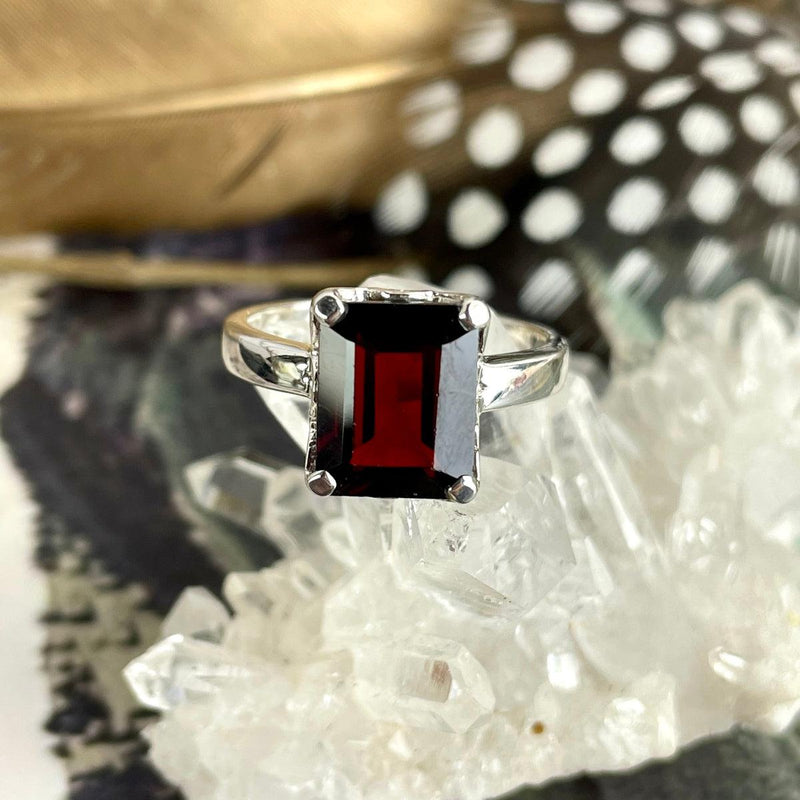 Small Band Size Garnet Ring