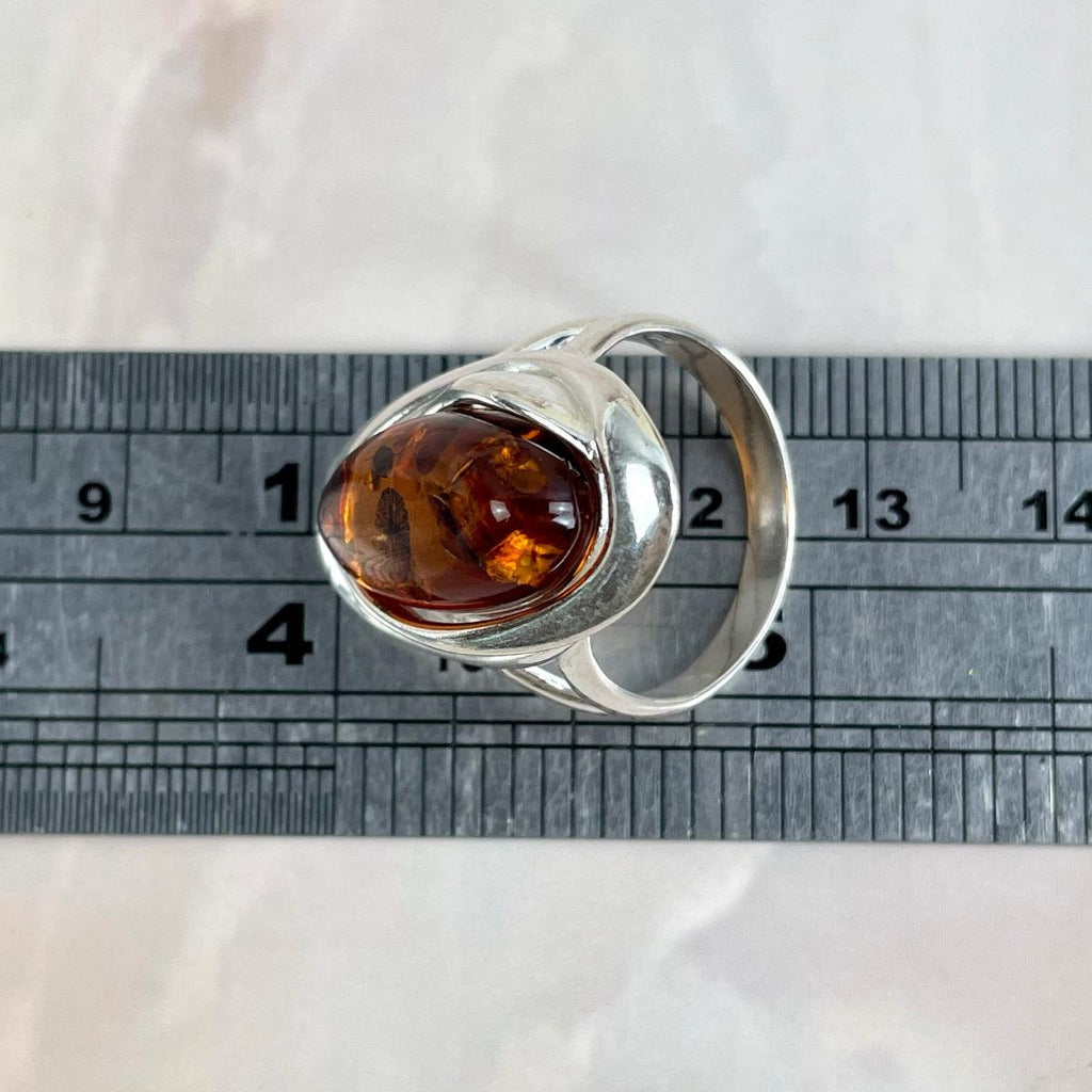 Amber Cabochon Ring