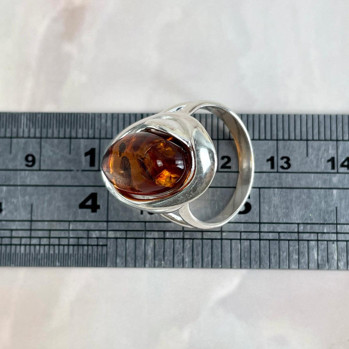 Amber Cabochon Ring
