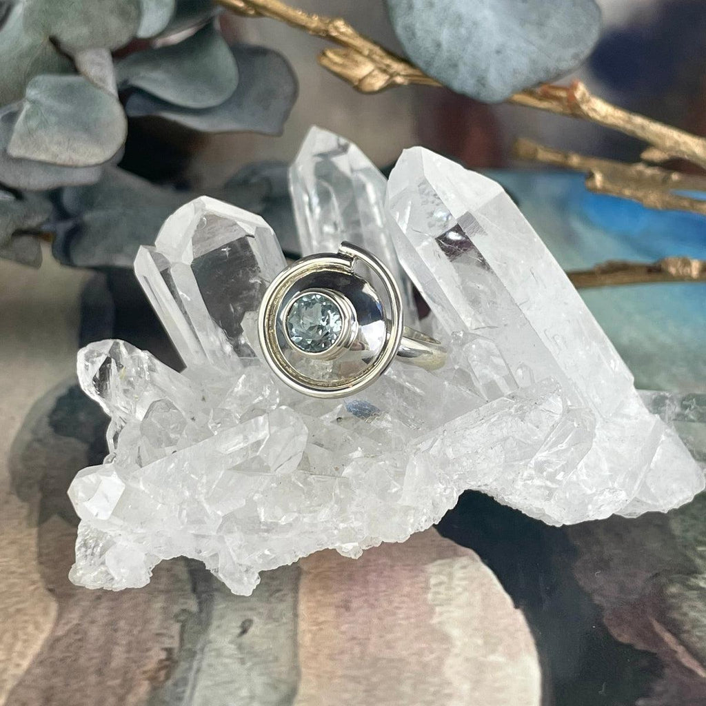 Aquamarine Spiral Ring