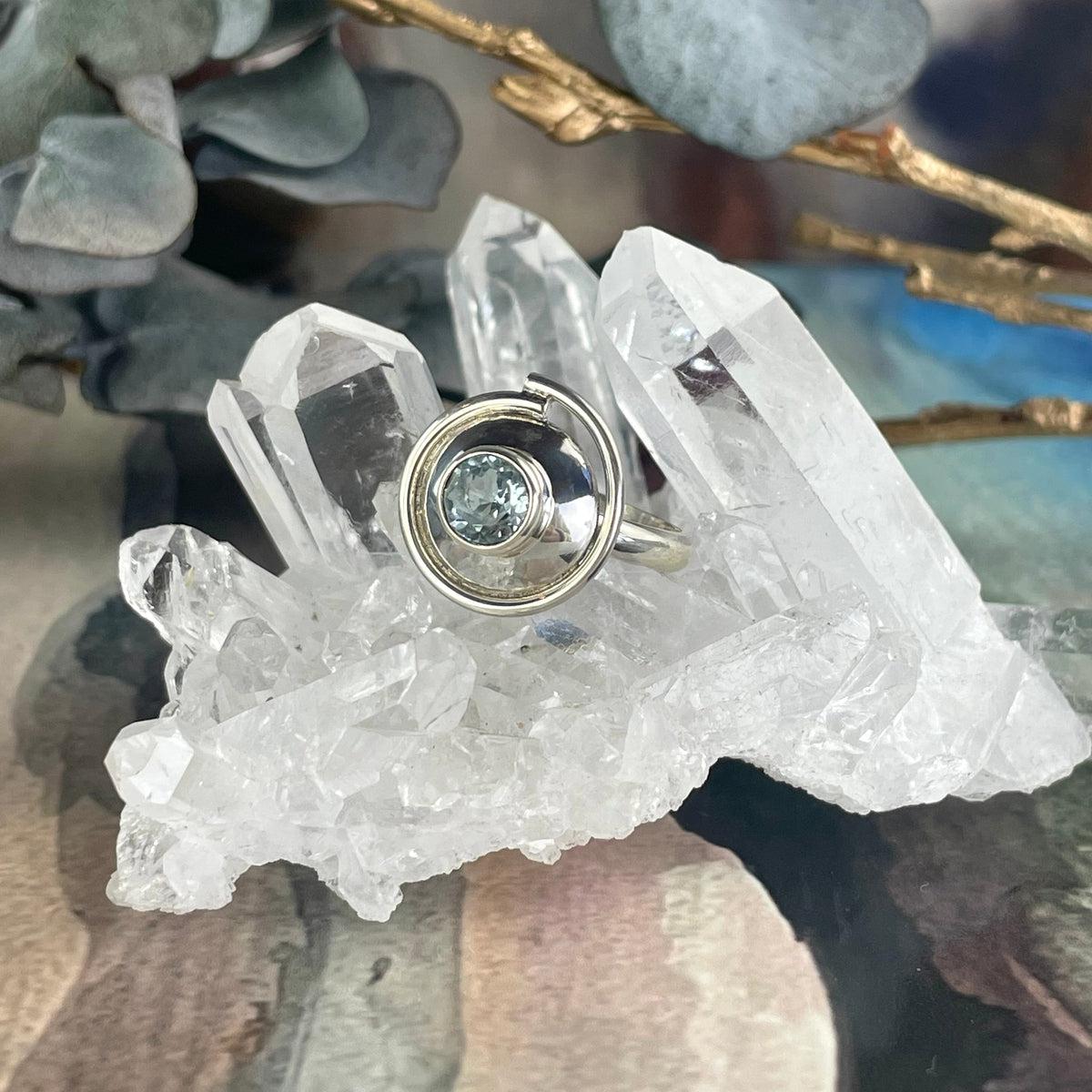 Aquamarine Spiral Ring