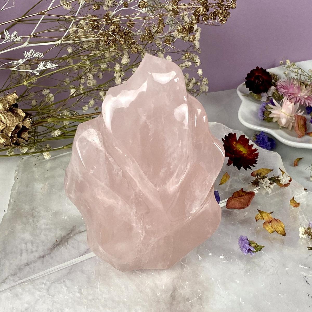Rose Quartz Crystal Flames 12cm - 19cm