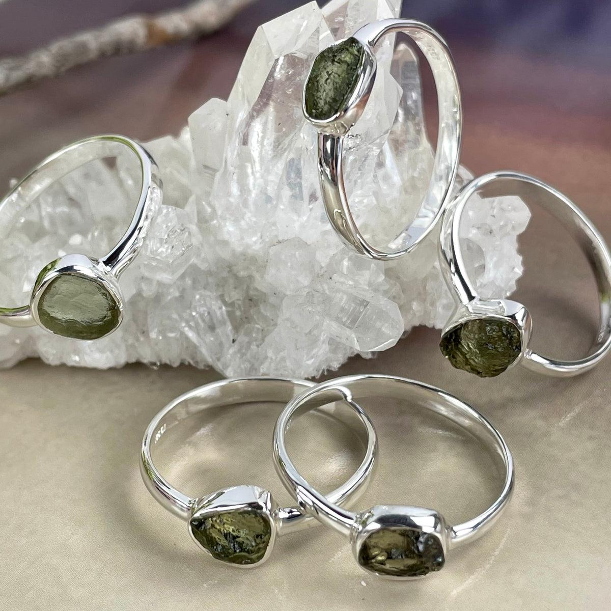 Genuine Moldavite Sterling Silver Ring