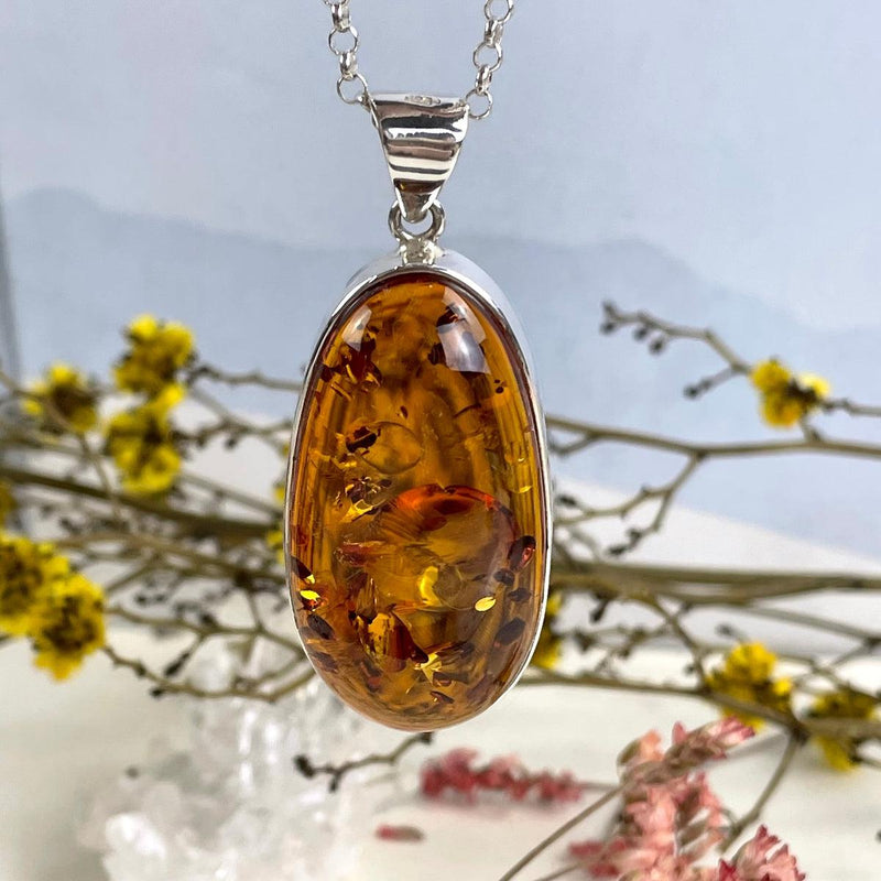 Oval Natural Baltic Amber Pendant
