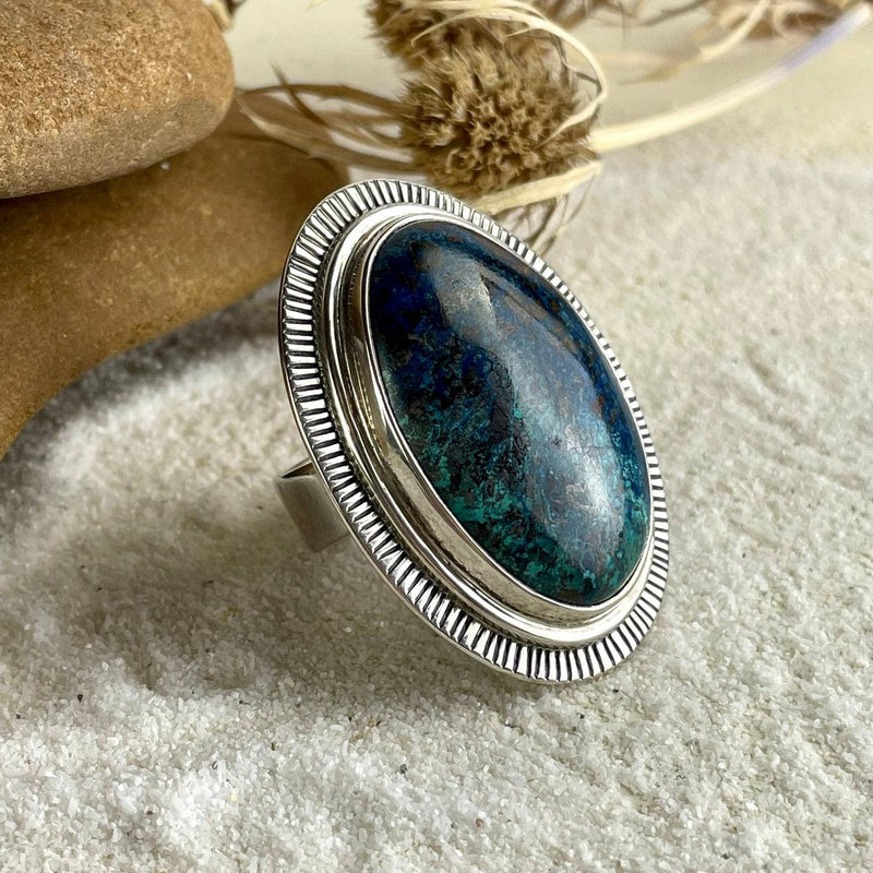 Large Oval Chrysocolla Ring