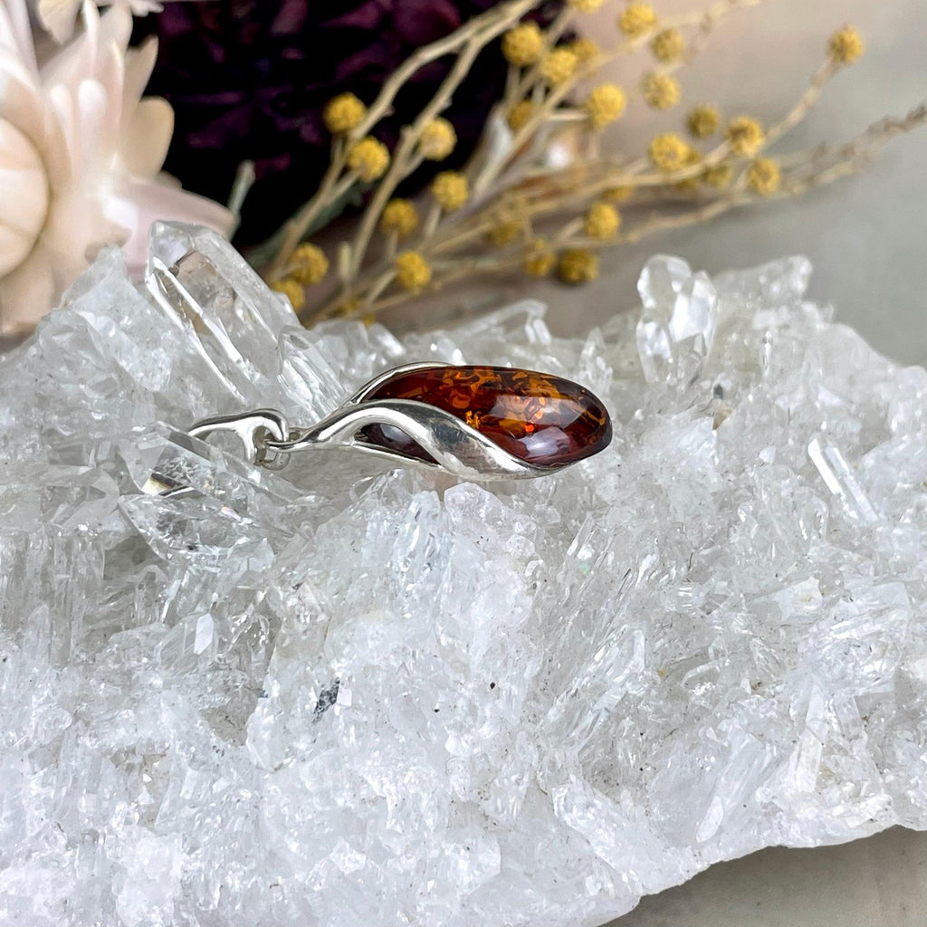 Cognac Amber Silver Pendant