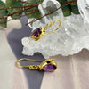 Purple Gemstone Gold Earrings