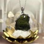 Green Meteorite Silver Pendant