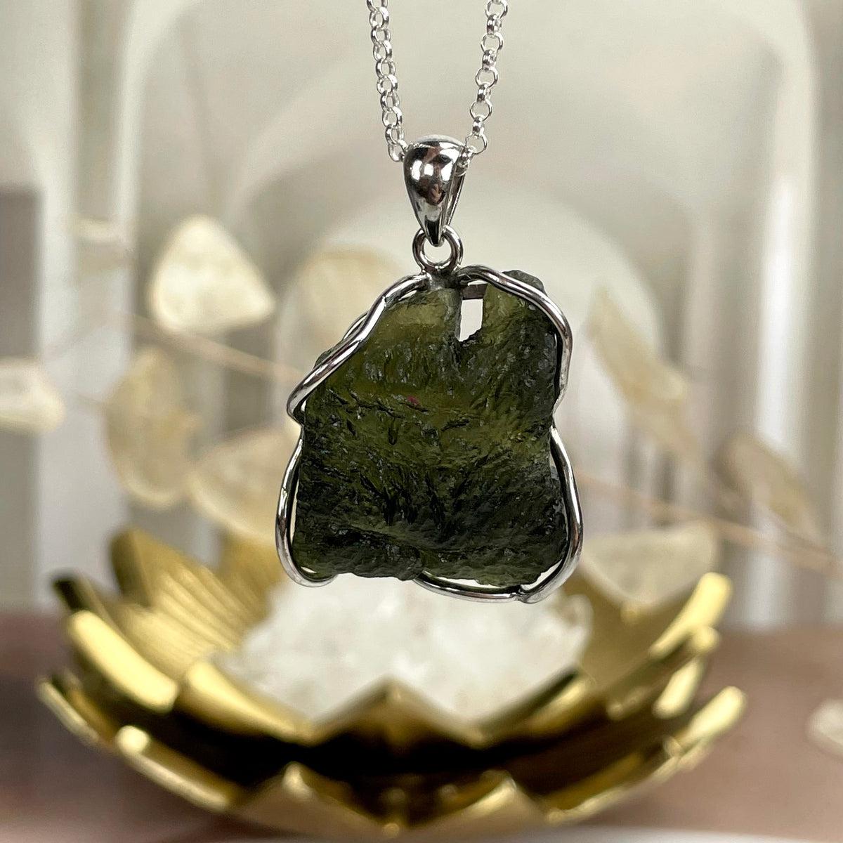 Green Meteorite Silver Pendant