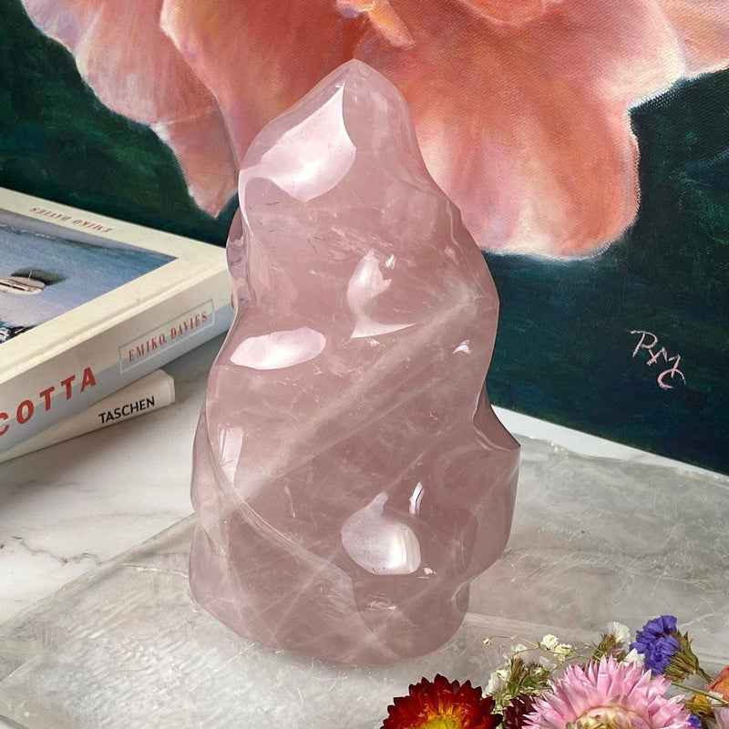 Rose Quartz Crystal Flame
