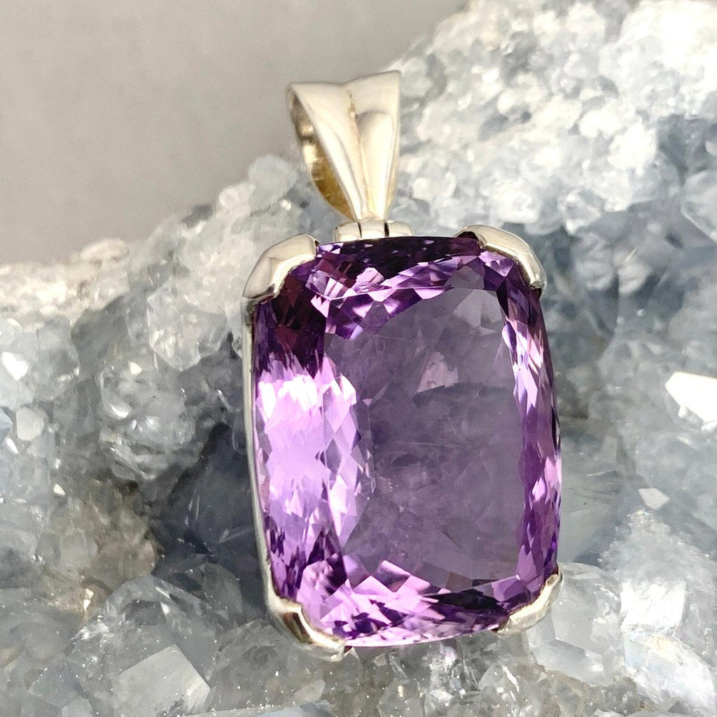 Amethyst Square Silver Pendant