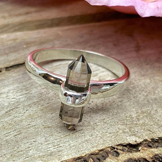 Smokey Quartz Double Terminated Point Ring