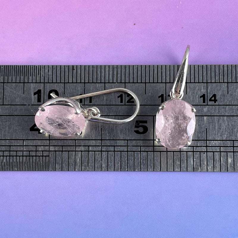 Pink Emerald Silver Drop Earrings