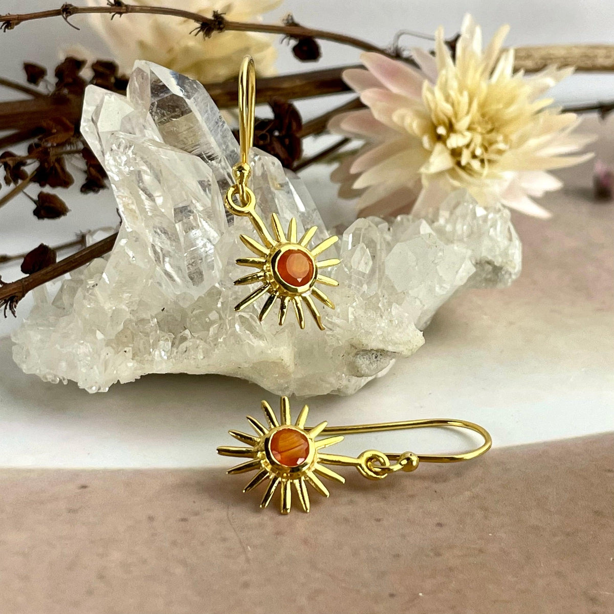 Crystal And Sun Earrings