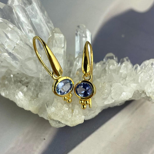 Tanzanite Oval Gold Earrings