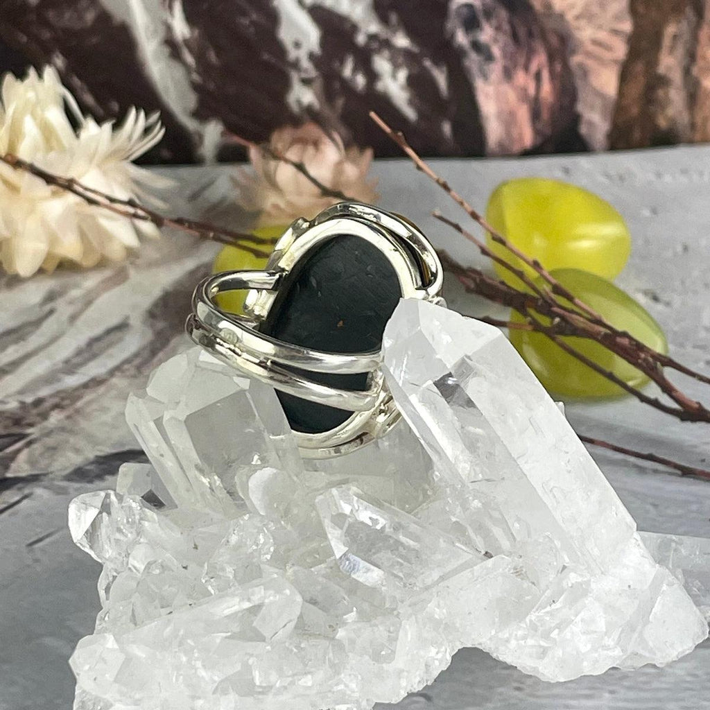 Amber Nugget Silver Ring