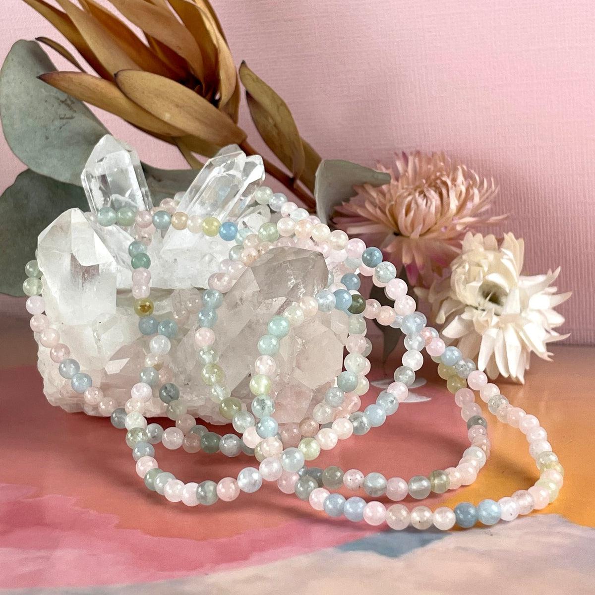 Pastel Pink And Blue Bead Bracelet