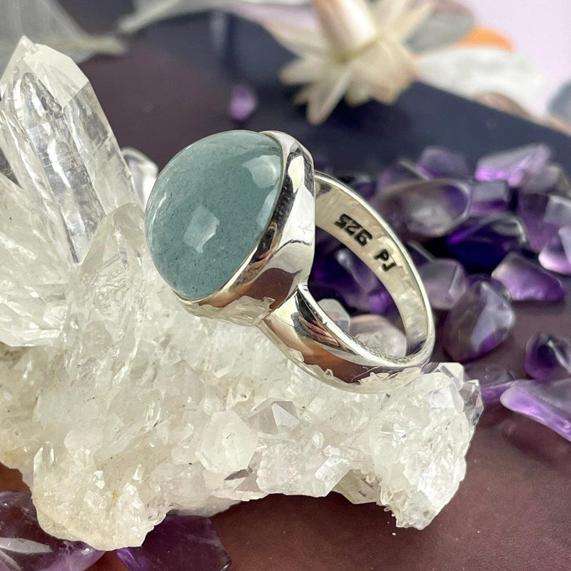 Aquamarine Cabochon Sterling Silver Ring