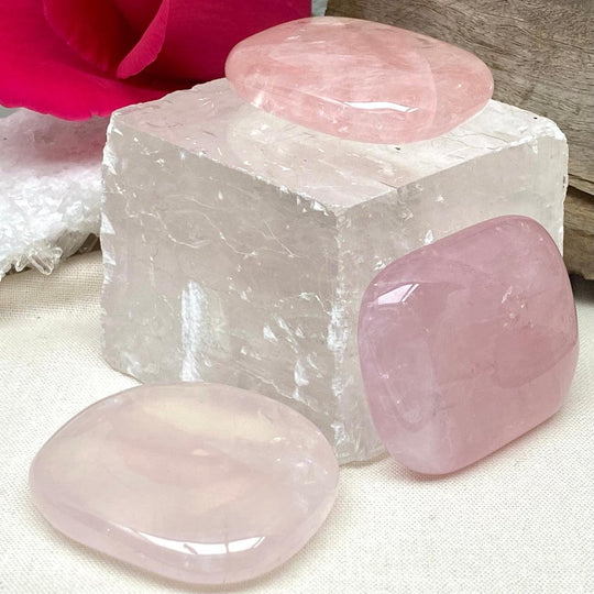 Rose Quartz Crystal High Grade Palm Stone