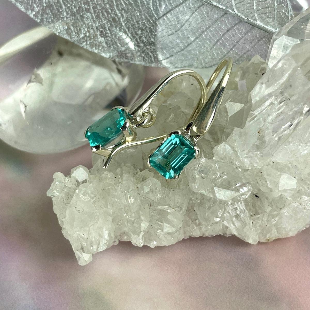 Emerald Cut Green Stone Earrings
