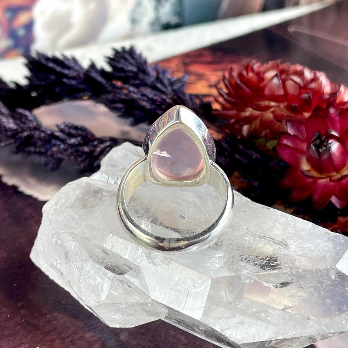 Pink Quartz Teardrop Ring