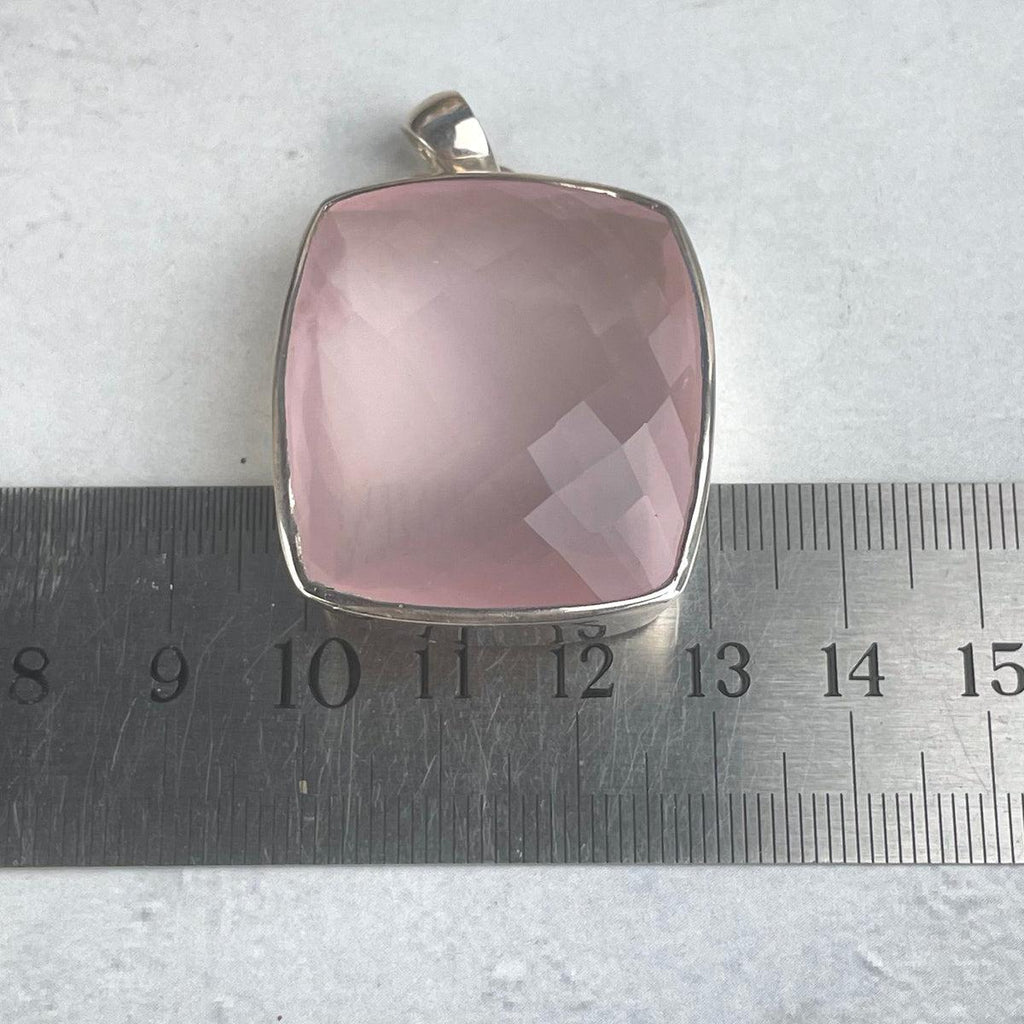 Rose Quartz Cushion Cut Pendant