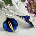 Janusz Szkutnik Titanium, 24ct Gold & Sterling Silver Hand-Etched Scalloped Edged Lily Earrings