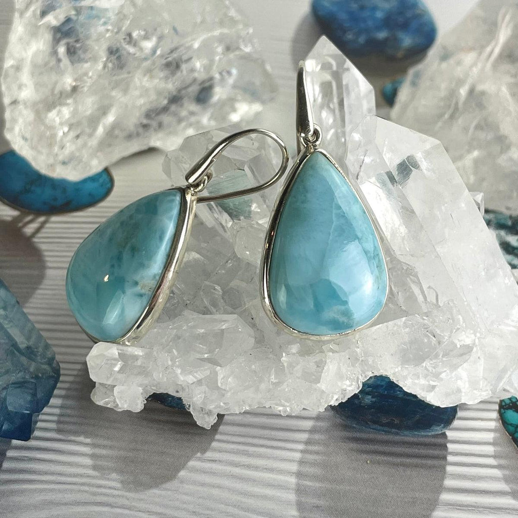 Aqua Coloured Stone Earrings