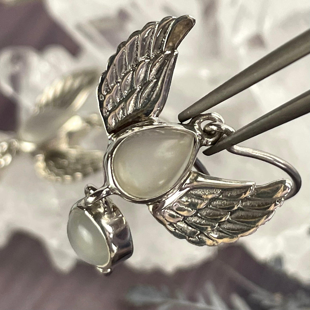 Moonstone Silver Wing Earrings