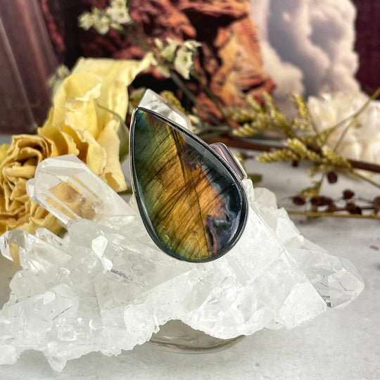 Labradorite Teardrop Ring