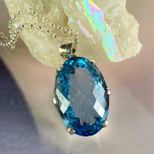 Swiss Blue Topaz Oval Pendant