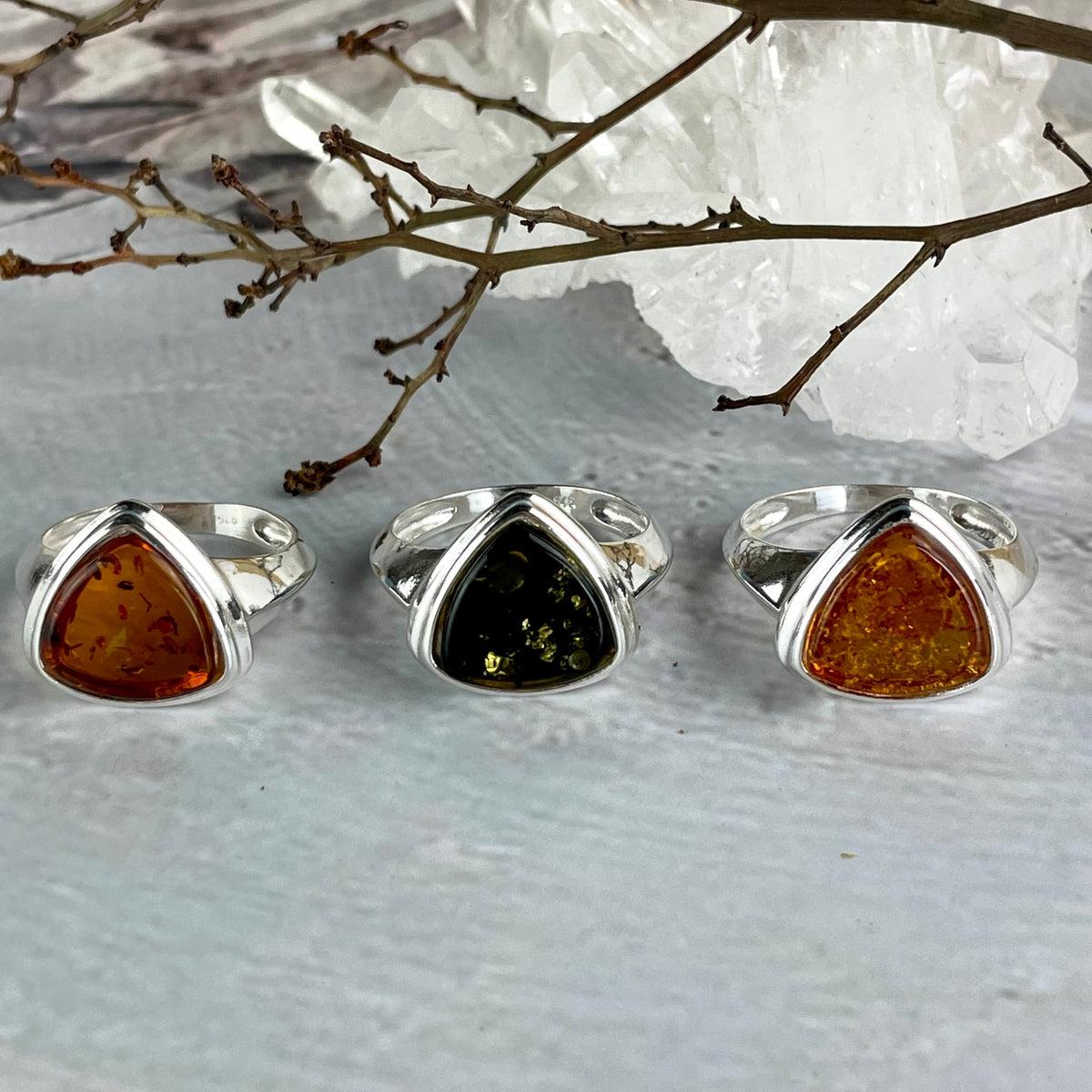 Baltic Amber Triangle Ring