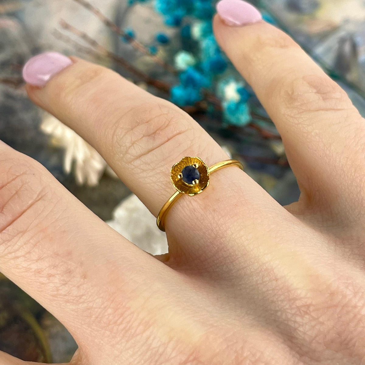 Sapphire Flower Ring