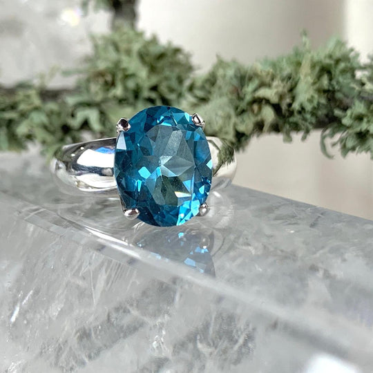 Swiss Blue Topaz Oval Ring