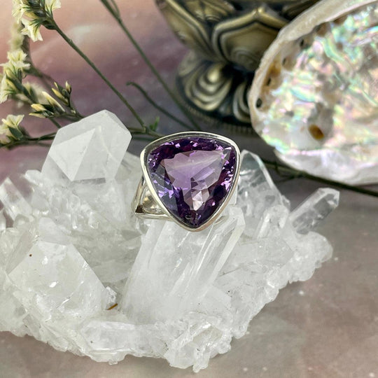 Amethyst Trillion Ring