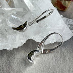 Green Amber Silver Earrings