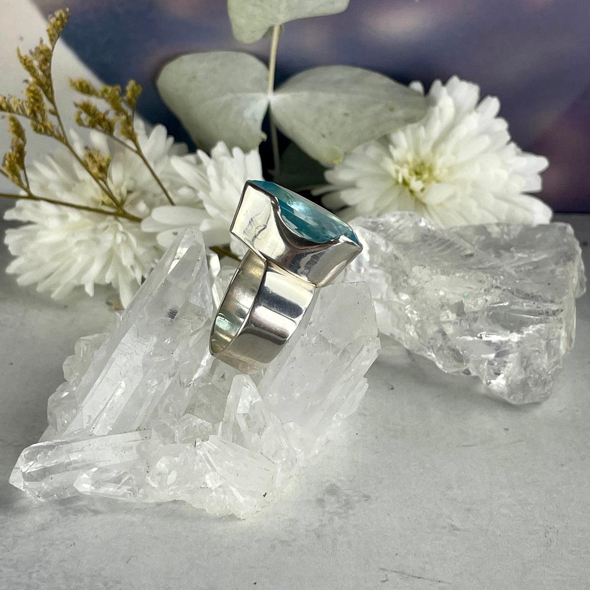 Blue Crystal Silver Ring