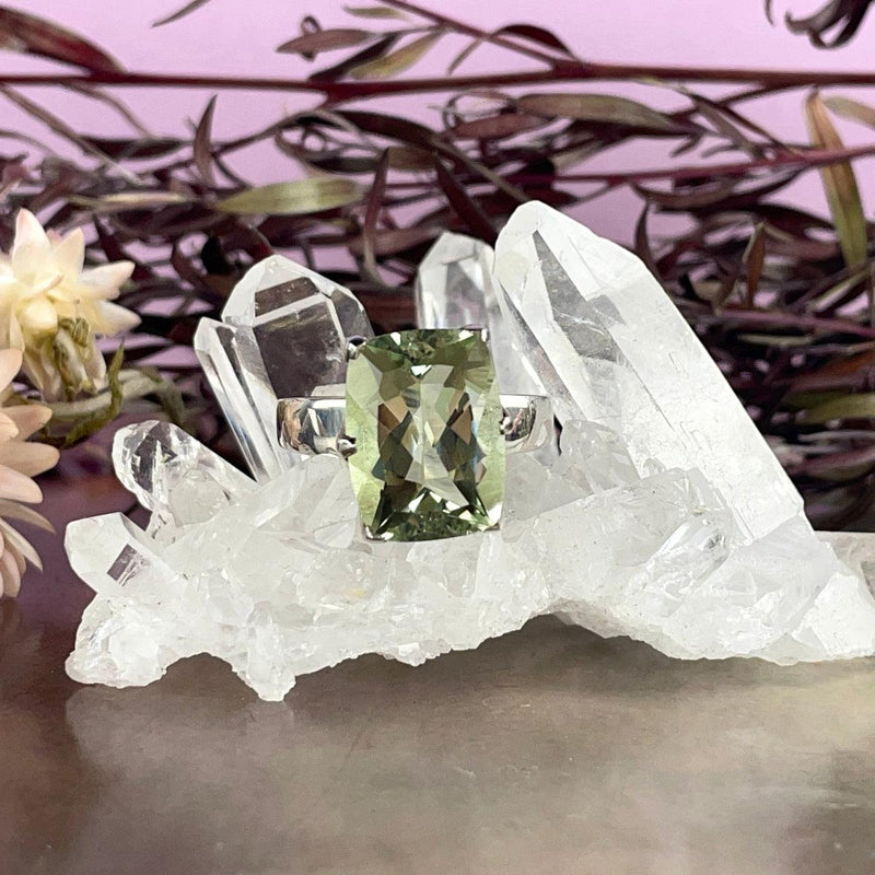 Large Size Green Amethyst Ring