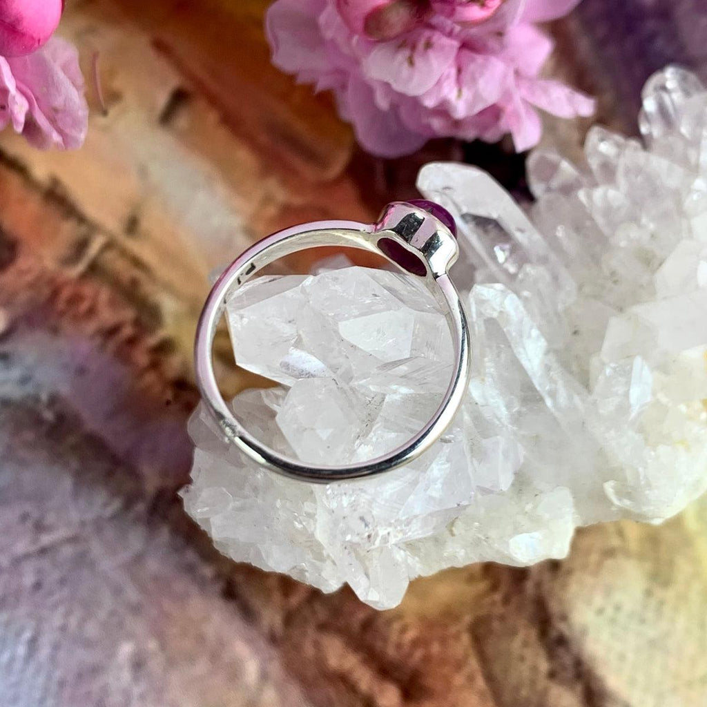 Ruby Heart Silver Ring