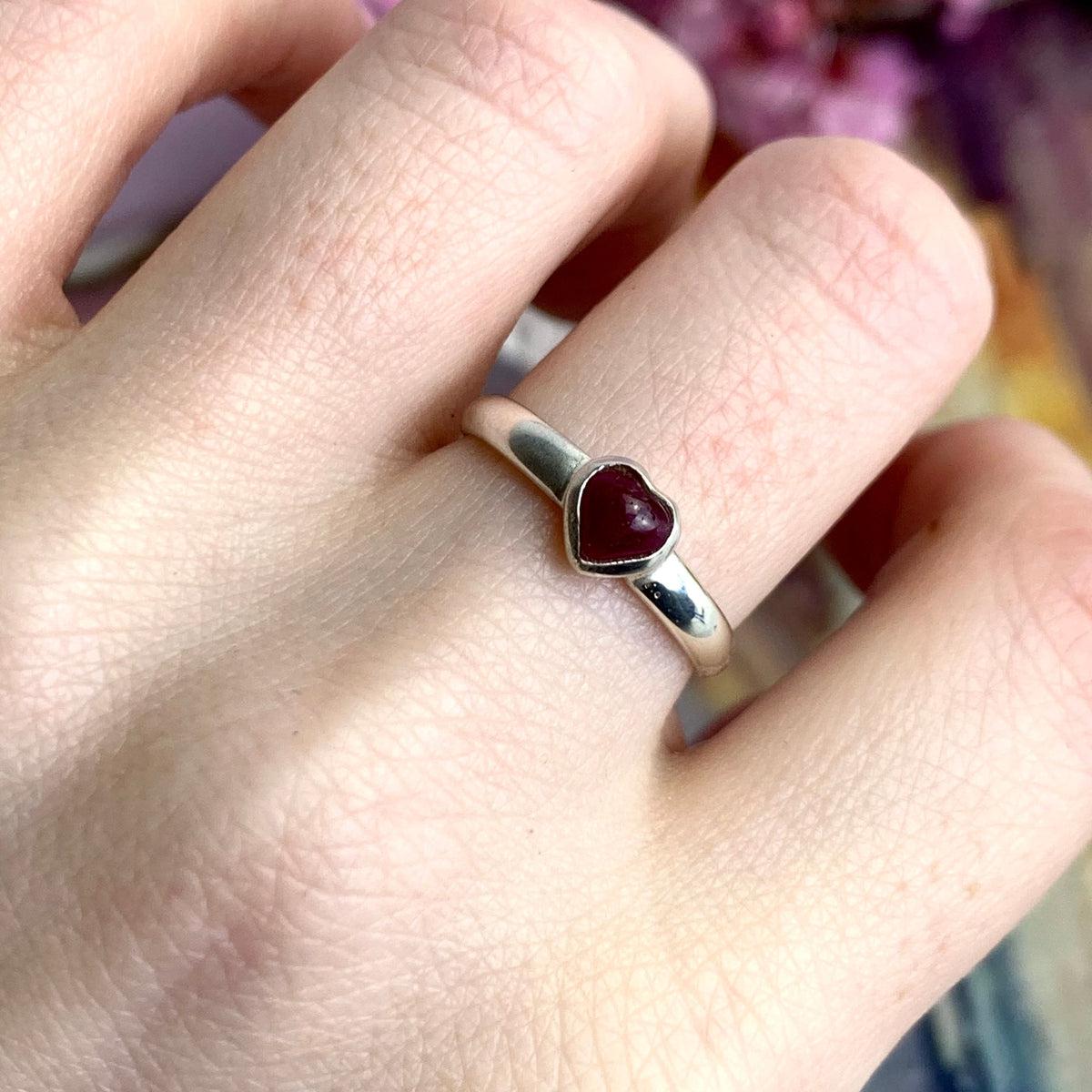 Crystal Heart Silver Ring