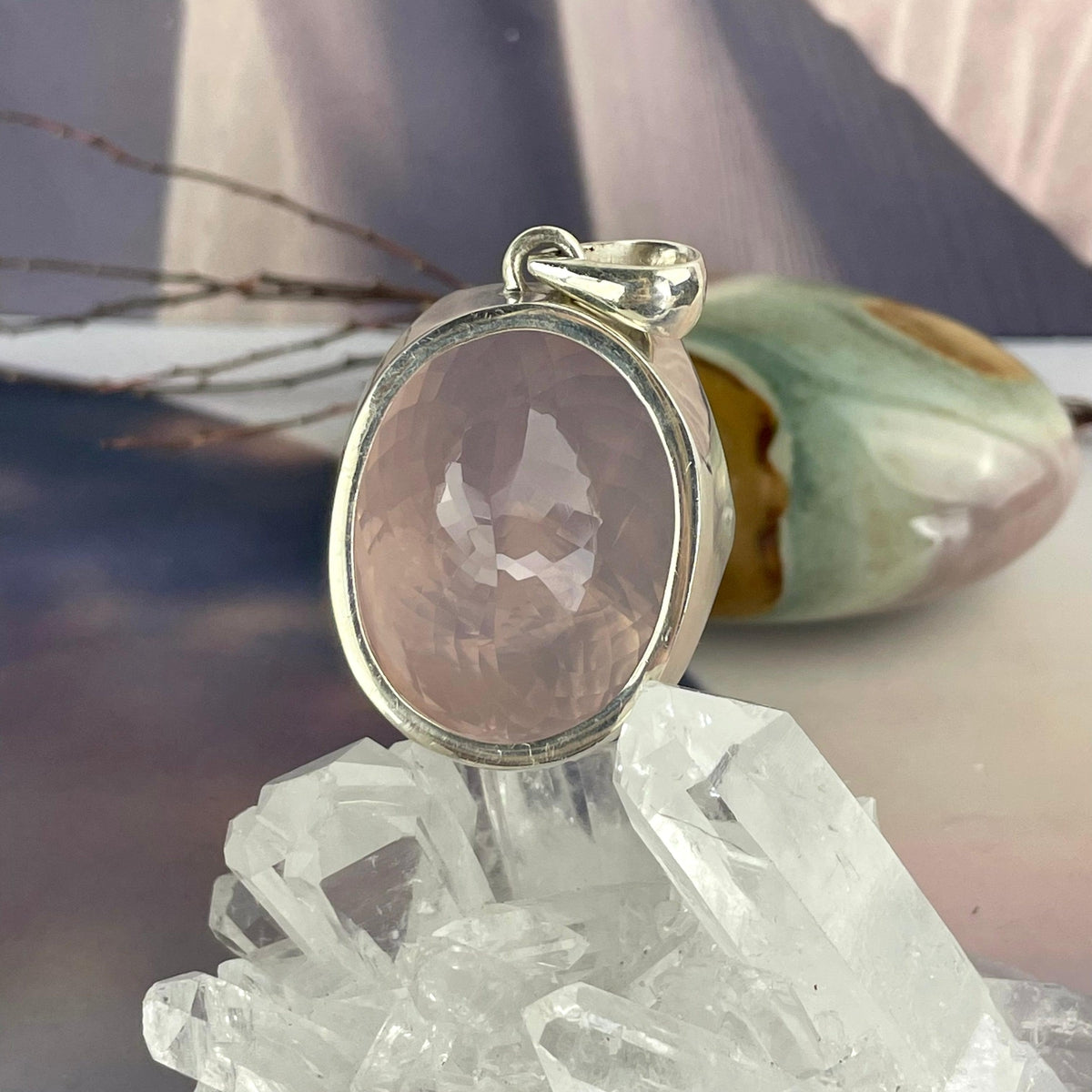 Rose Quartz Sterling Silver Pendant