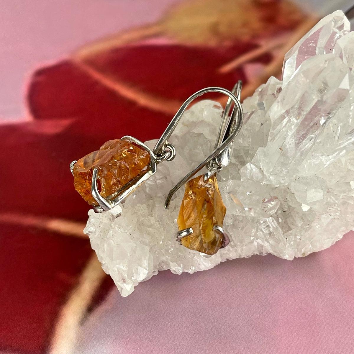 Natural Citrine Silver Earrings