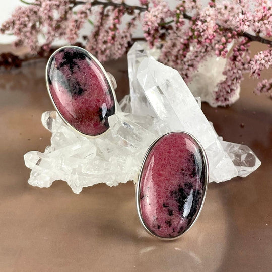 Rhodonite Elongated Oval Ring