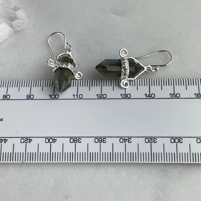 Labradorite Crystal Bar Earrings