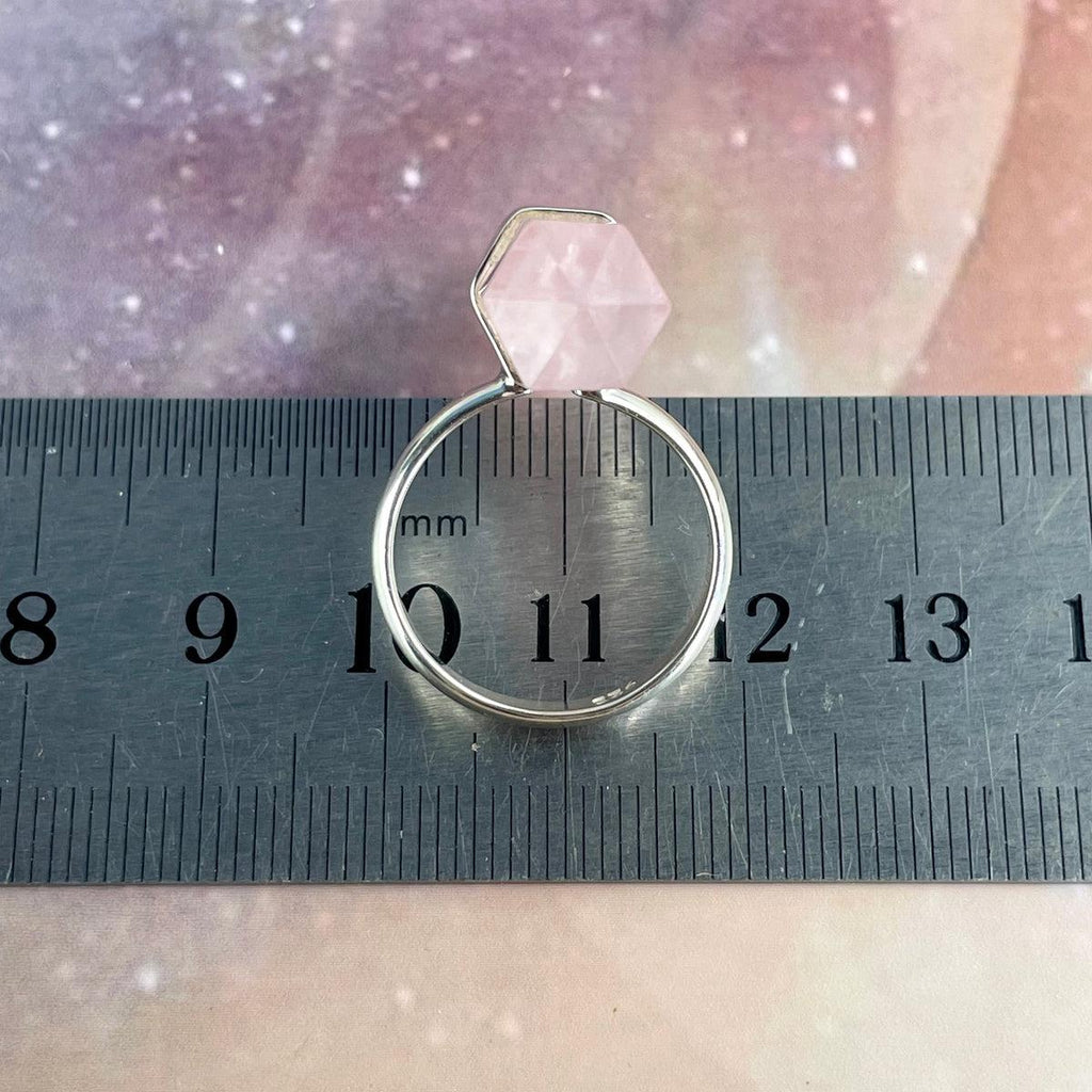 Double Point Rose Quartz Ring