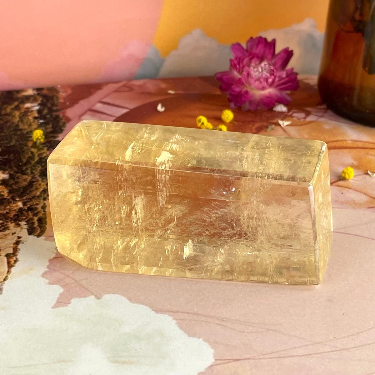Golden Calcite Crystal Slabs