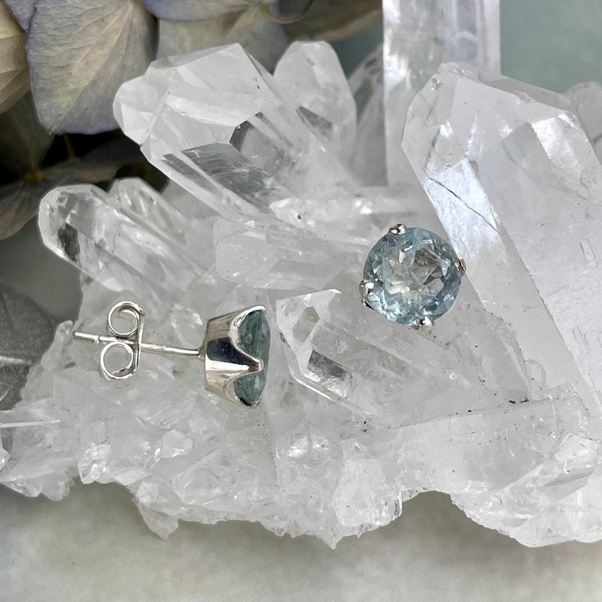 Aquamarine Silver Studs